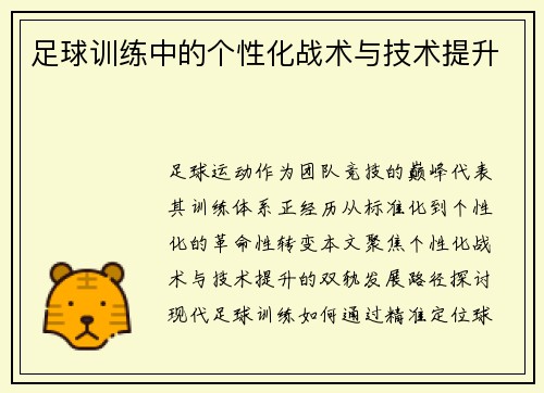 足球训练中的个性化战术与技术提升